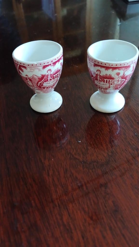 Teadrinker eierdoppen 2 stuks, Antiek en Kunst, Antiek | Servies los, Ophalen of Verzenden