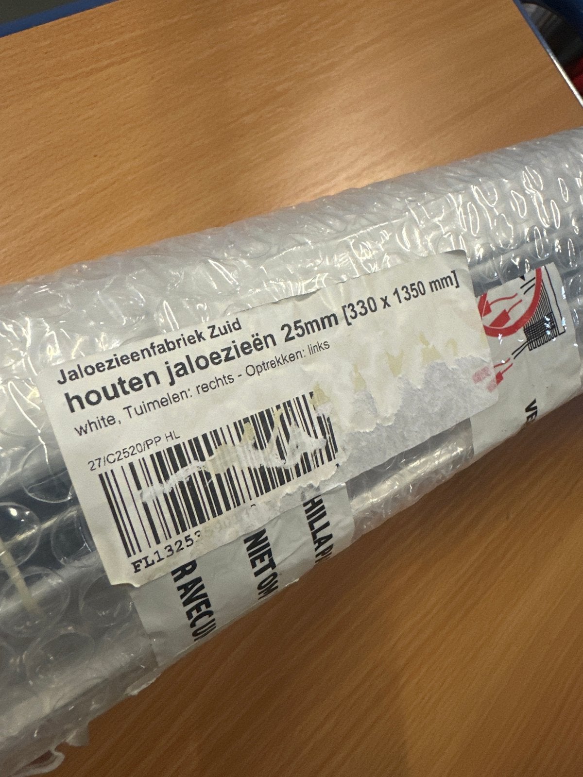 Houten jaloezieën wit 330x1350mm - Nieuw in verpakking, Huis en Inrichting, Stoffering | Gordijnen en Lamellen, Jaloezie, Overige merken