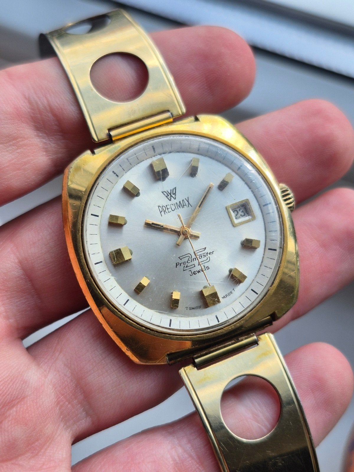 Precimax Precimaster 25 Jewels Swiss Made Verguld- Reparatie, Overige merken, Gebruikt, IOS, Ophalen of Verzenden