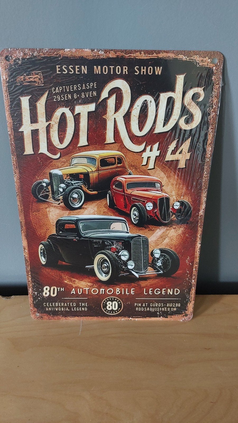Hot Rods Bord 20x30cm - Essen Motor Show Retro Plaat, Verzamelen, Ophalen of Verzenden, Nieuw, Auto's