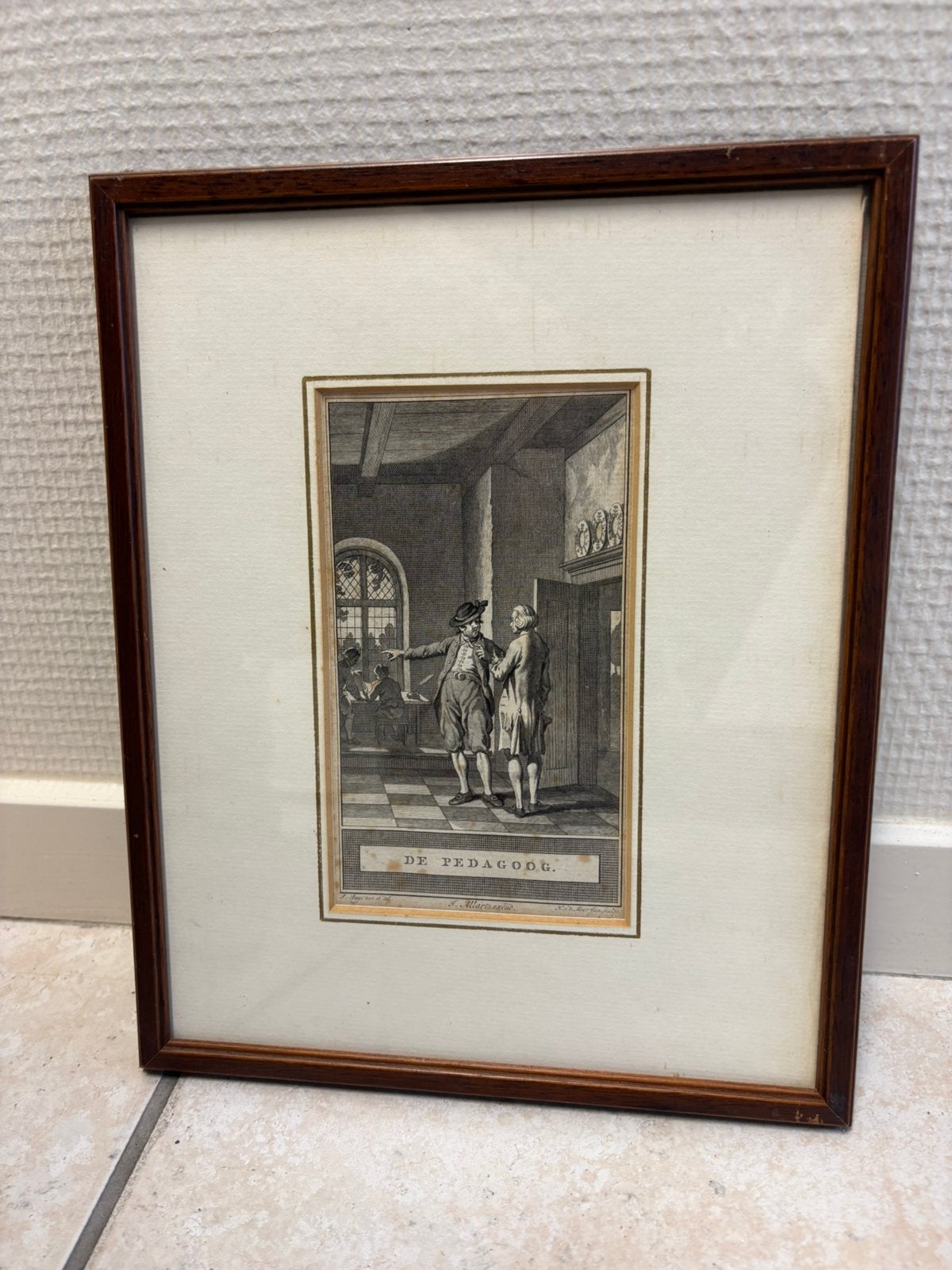 Gravure Noach van der Meer “De Pedagoog” 1772, Antiek en Kunst, Ophalen of Verzenden, Gravure, Ingelijst, 1700 - 1799