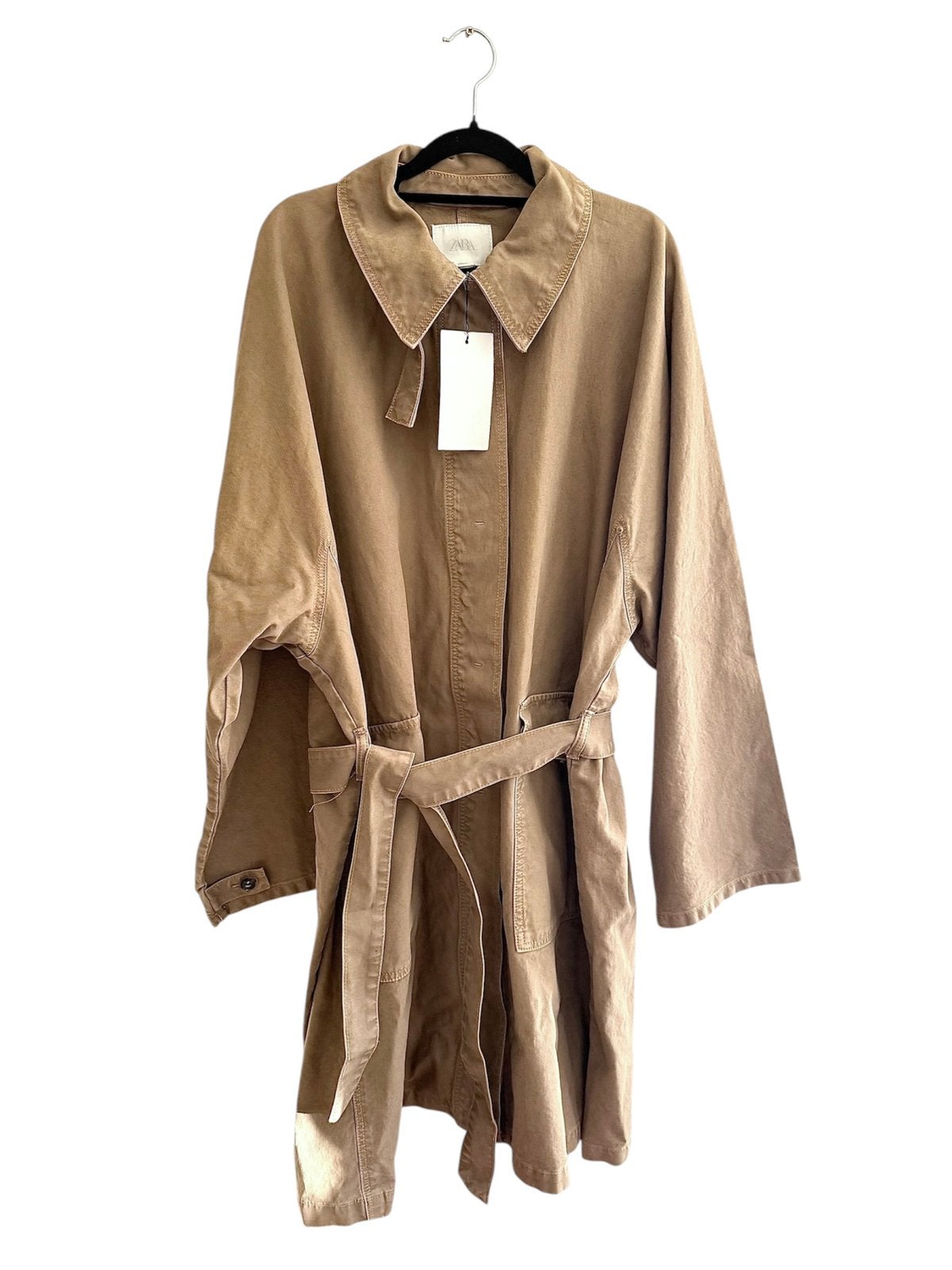 Lange trenchcoat ZARA katoen nieuw met label, Ophalen of Verzenden, Nieuw, Maat 46/48 (XL) of groter, Bruin