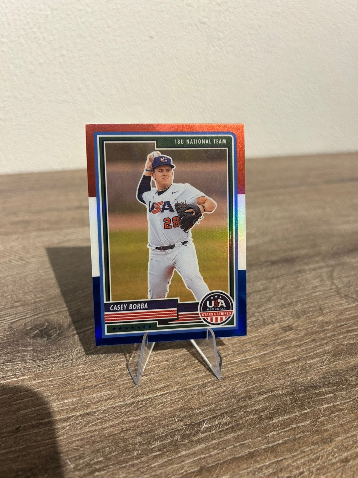 Casey Borba 2023 Panini USA Baseball Stars & Stripes #3, Ophalen of Verzenden, Zo goed als nieuw, Buitenlandse clubs, Poster, Plaatje of Sticker