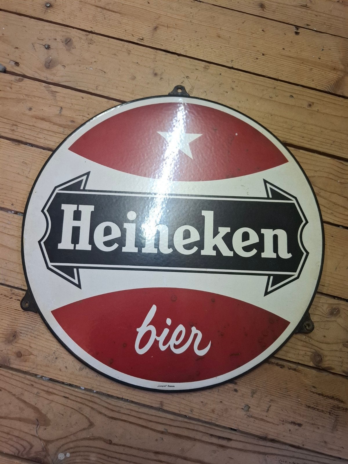 Vintage Heineken Bier Emaille Reclamebord, Antiek en Kunst, Ophalen
