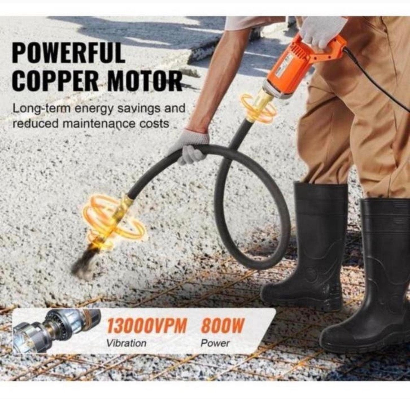 NIEUW Vibro-naald Betonvibrator 1250w beton vibronaald 2M, Nieuw, Ophalen of Verzenden, H, H