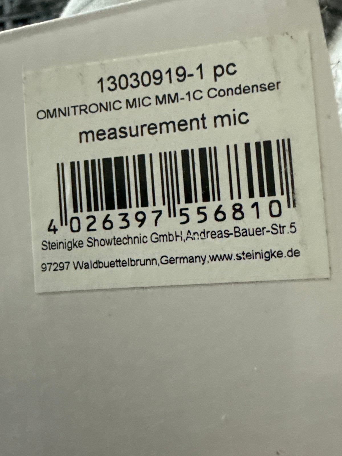 OMNITRONIC MIC MM-1C Condensator Meetmicrofoon, Ophalen of Verzenden, Overige typen
