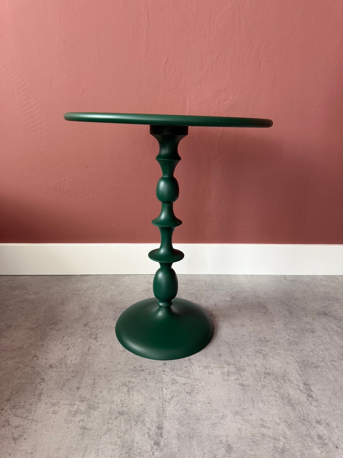 Mooi donkergroen tafeltje van Pols Potten te koop, Minder dan 55 cm, Metaal of Aluminium, Rond, Zo goed als nieuw