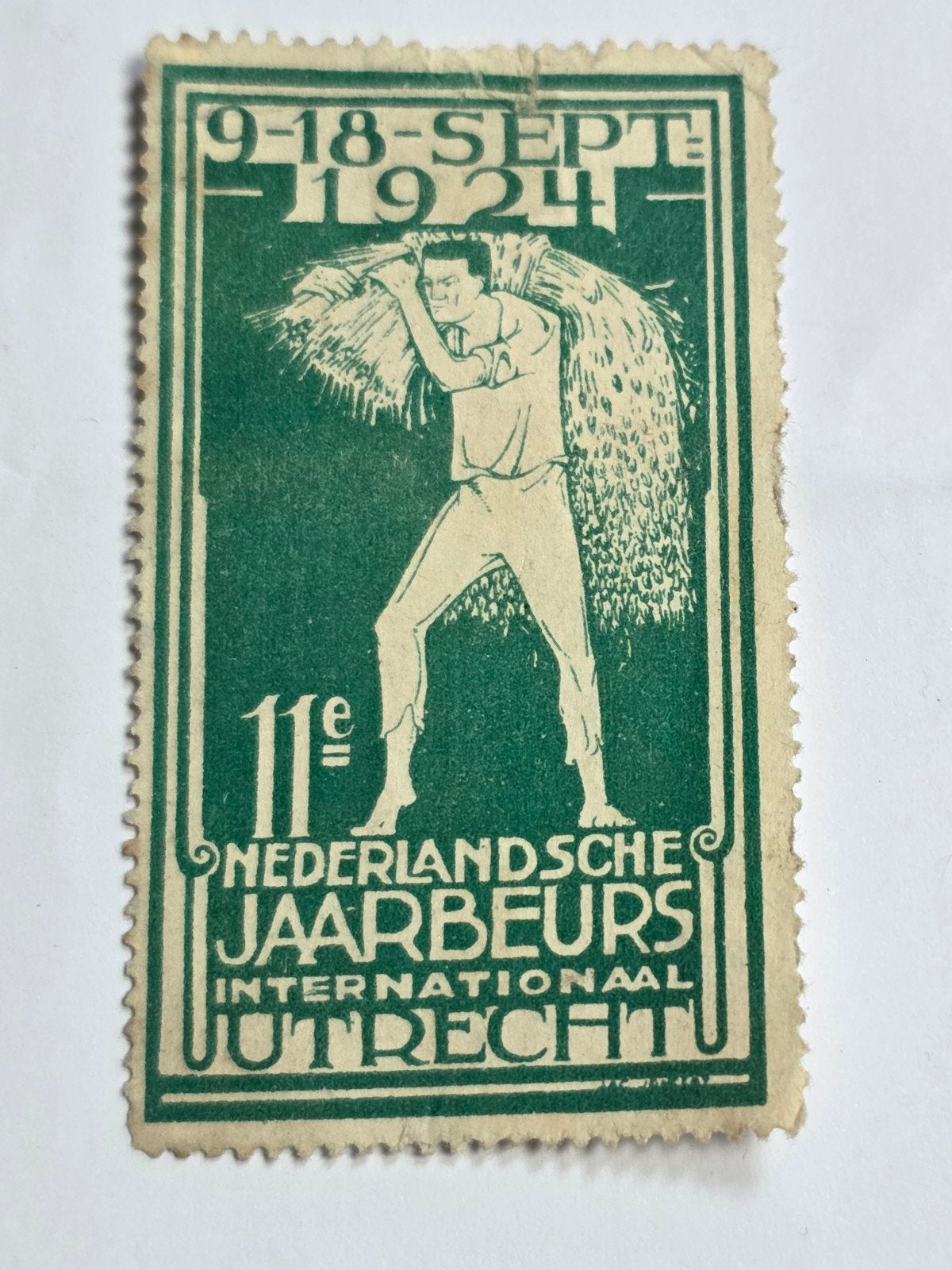 83)SLUITZEGEL 11e NED. JAARBEURS UTRECHT 1924 DUTCH DESIGN, Verzenden, Overige thema's