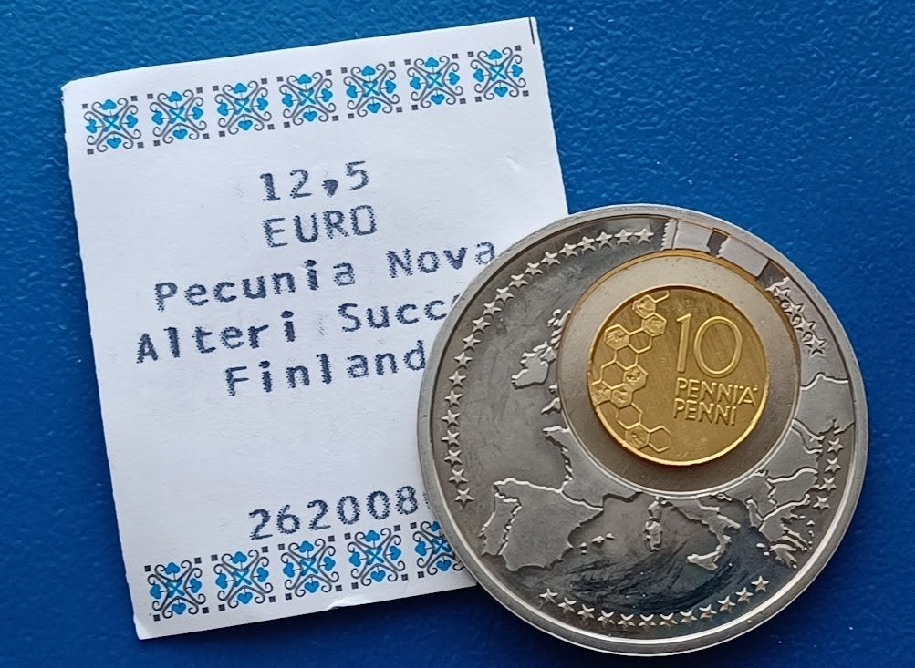 Penning Pecunia Nova Alteri Succedit Finland 12,5 euro, Postzegels en Munten, Verzenden, Overige materialen, Buitenland