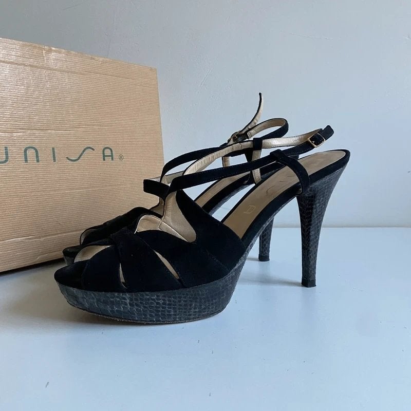 Unisa | Zwarte hakken met slangenleer zool, Kleding | Dames, Schoenen, Zwart, Ophalen of Verzenden, Unisa, Gedragen