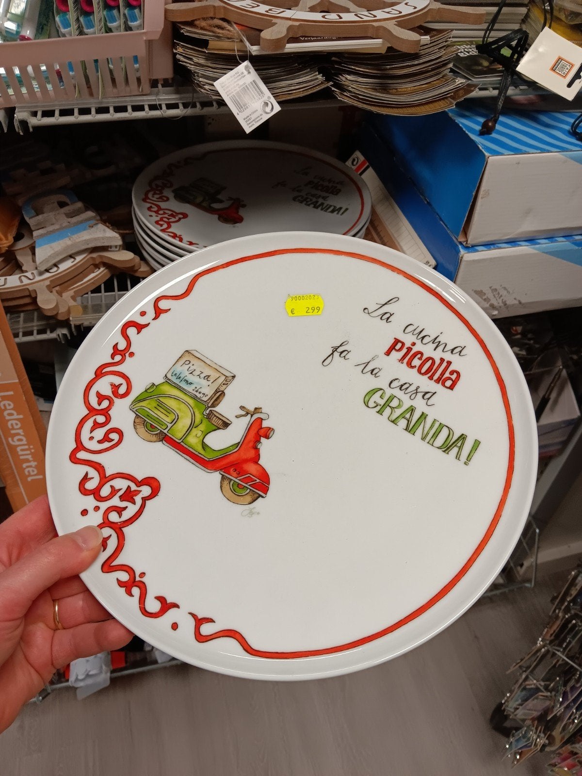 Decoratief bord met Italiaans scooter design, Keramiek, Ophalen of Verzenden, Zo goed als nieuw, Onbekend