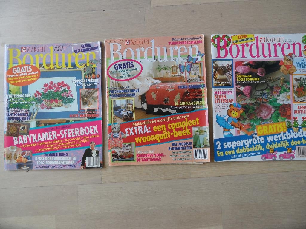 3 x Margriet borduren uit jaren kruissteek 90 zie, Ophalen of Verzenden, Nieuw, Handborduren, Overige typen