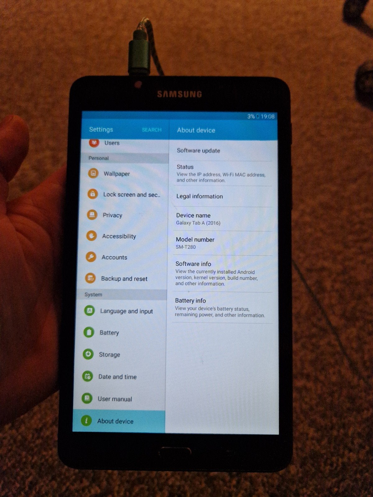 Samsung Galaxy Tab A 7.0 (2016) SM-T280 Wi-Fi Zwart, Gebruikt, Ophalen of Verzenden, Wi-Fi, Uitbreidbaar geheugen