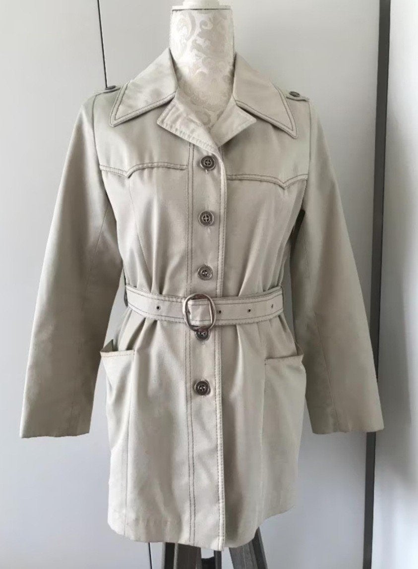 Vintage Trenchcoat, Ophalen of Verzenden, Zo goed als nieuw, Maat 36 (S), Beige