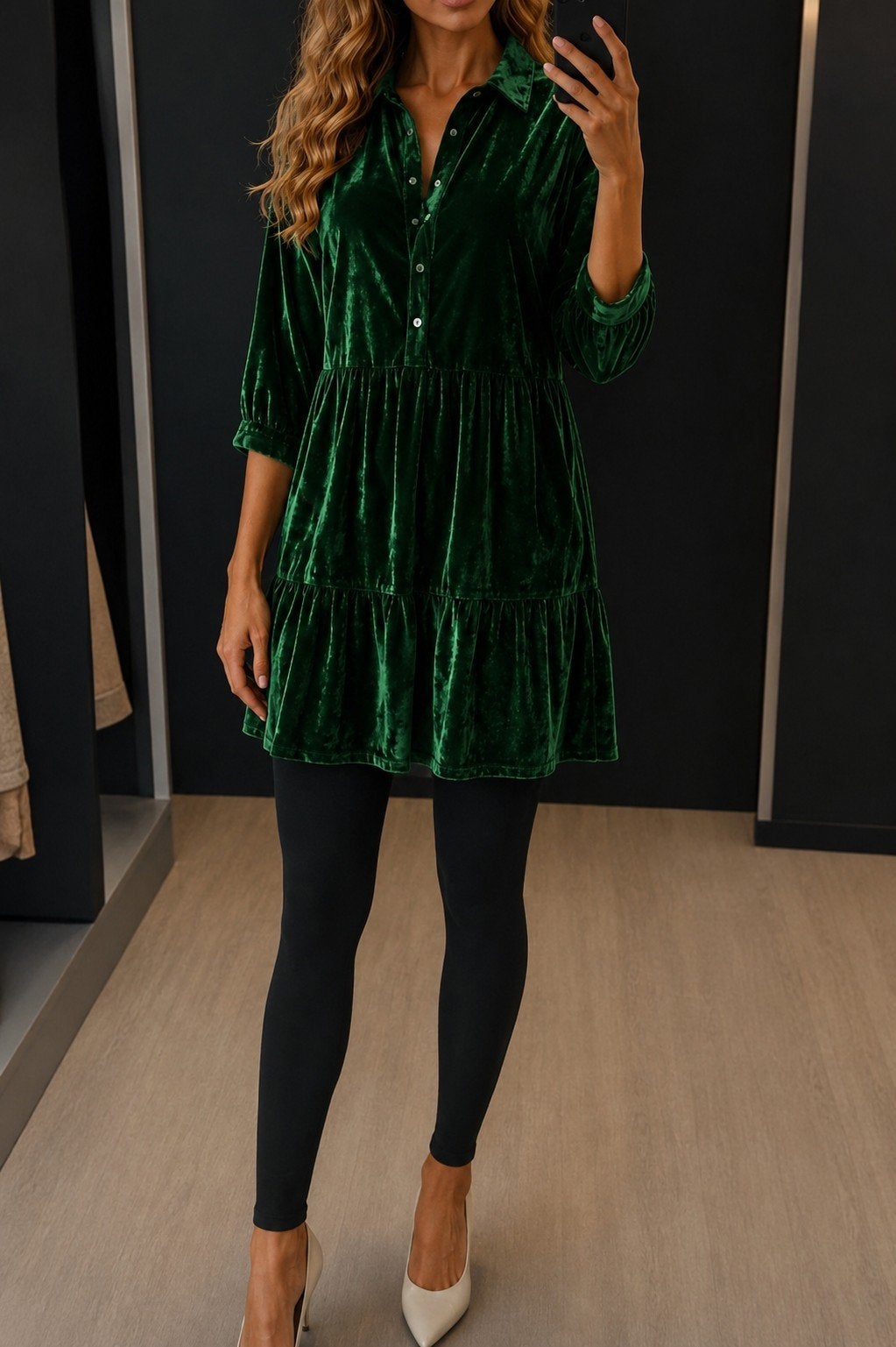 Groene fluwelen jurk van Hot Fashion, maat M (38/40), Kleding | Dames, Maat 38/40 (M), Nieuw, Ophalen of Verzenden, Hot Fashion