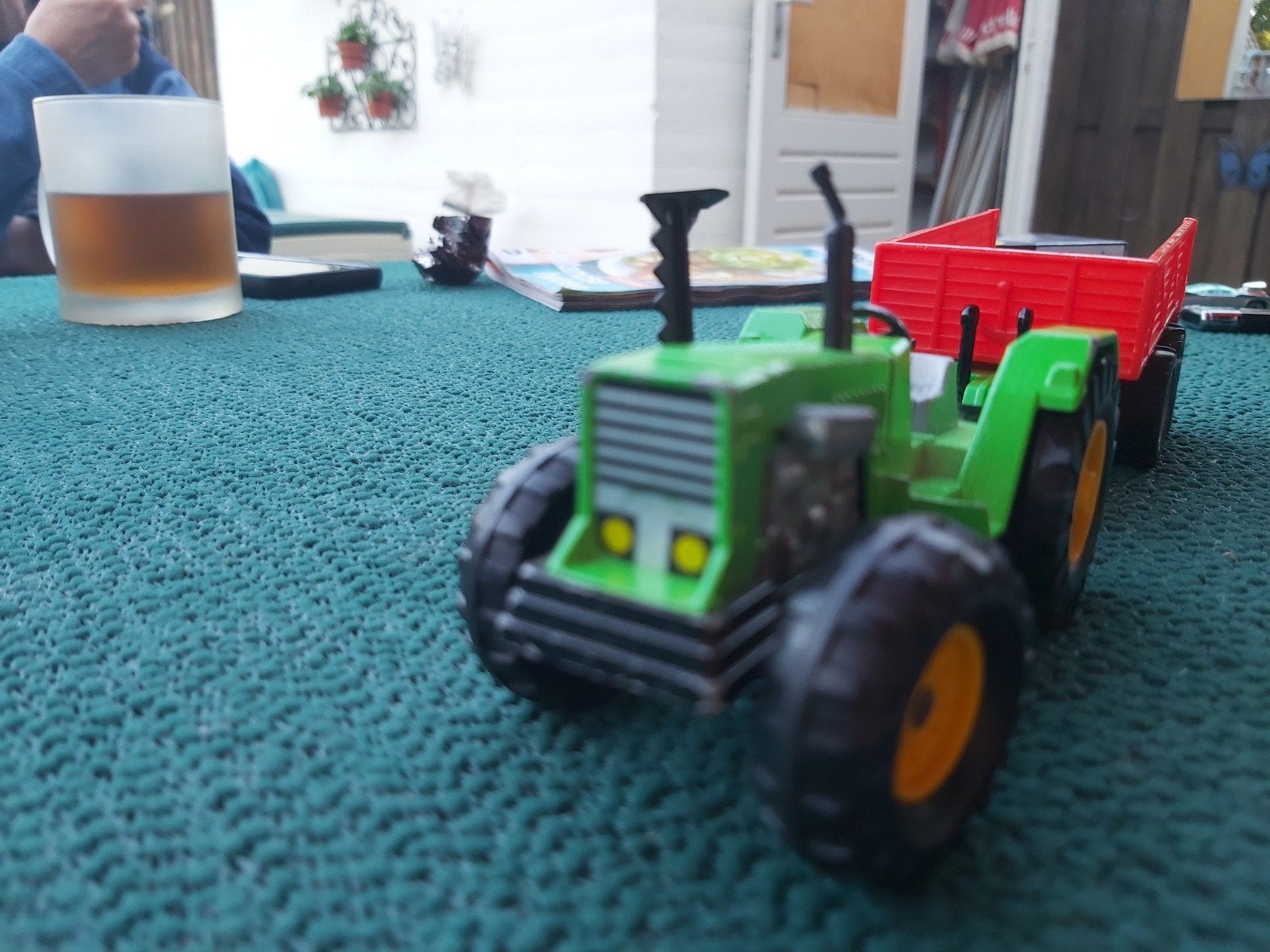 Majorette Tractor met aanhanger - Made in France, Ophalen of Verzenden, Gebruikt