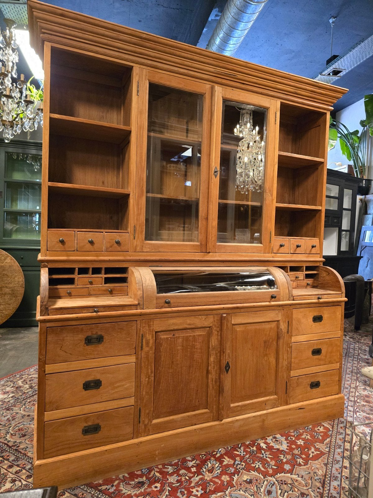 Landelijke Apothekerskast | Brutterskast | Buffetkast Teak, Gebruikt, 200 cm of meer, Glas, 150 tot 200 cm