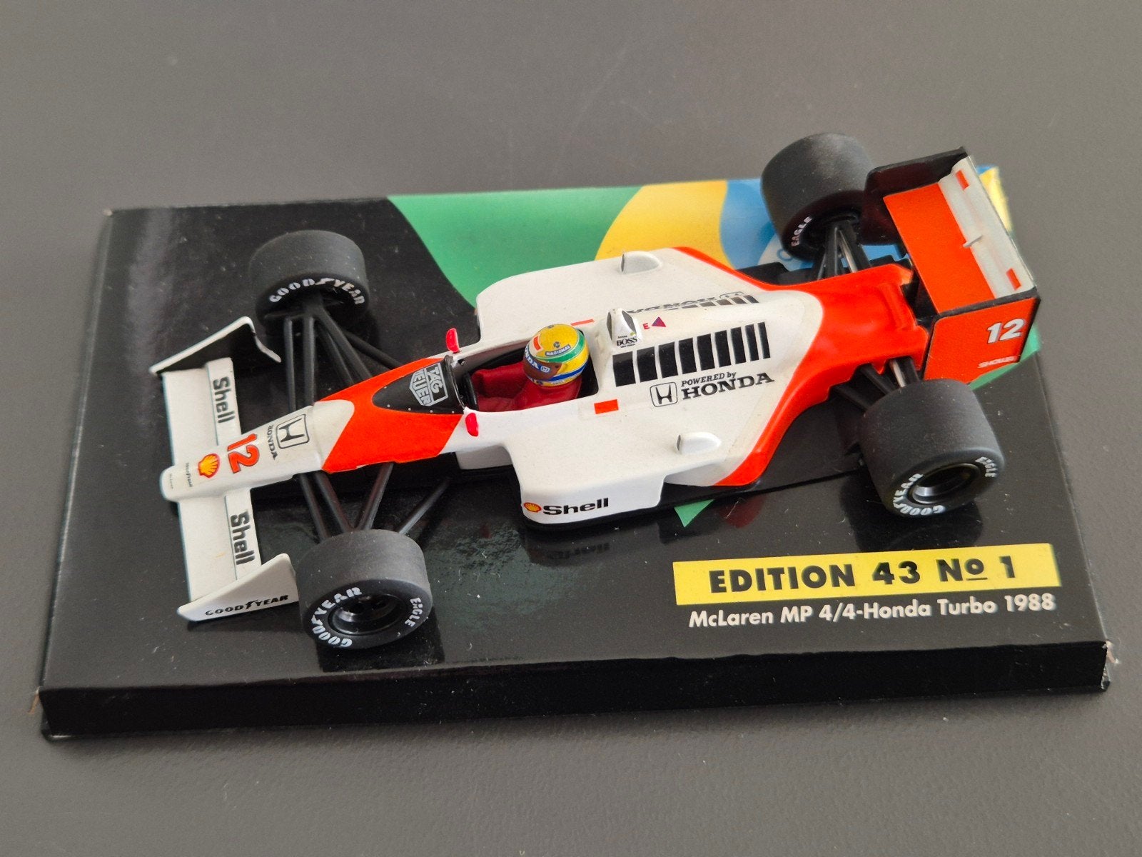 1988 Ayrton Senna McLaren MP4/4 Honda / Edition 43 Nr.1, Ophalen of Verzenden, Zo goed als nieuw, Auto, MiniChamps