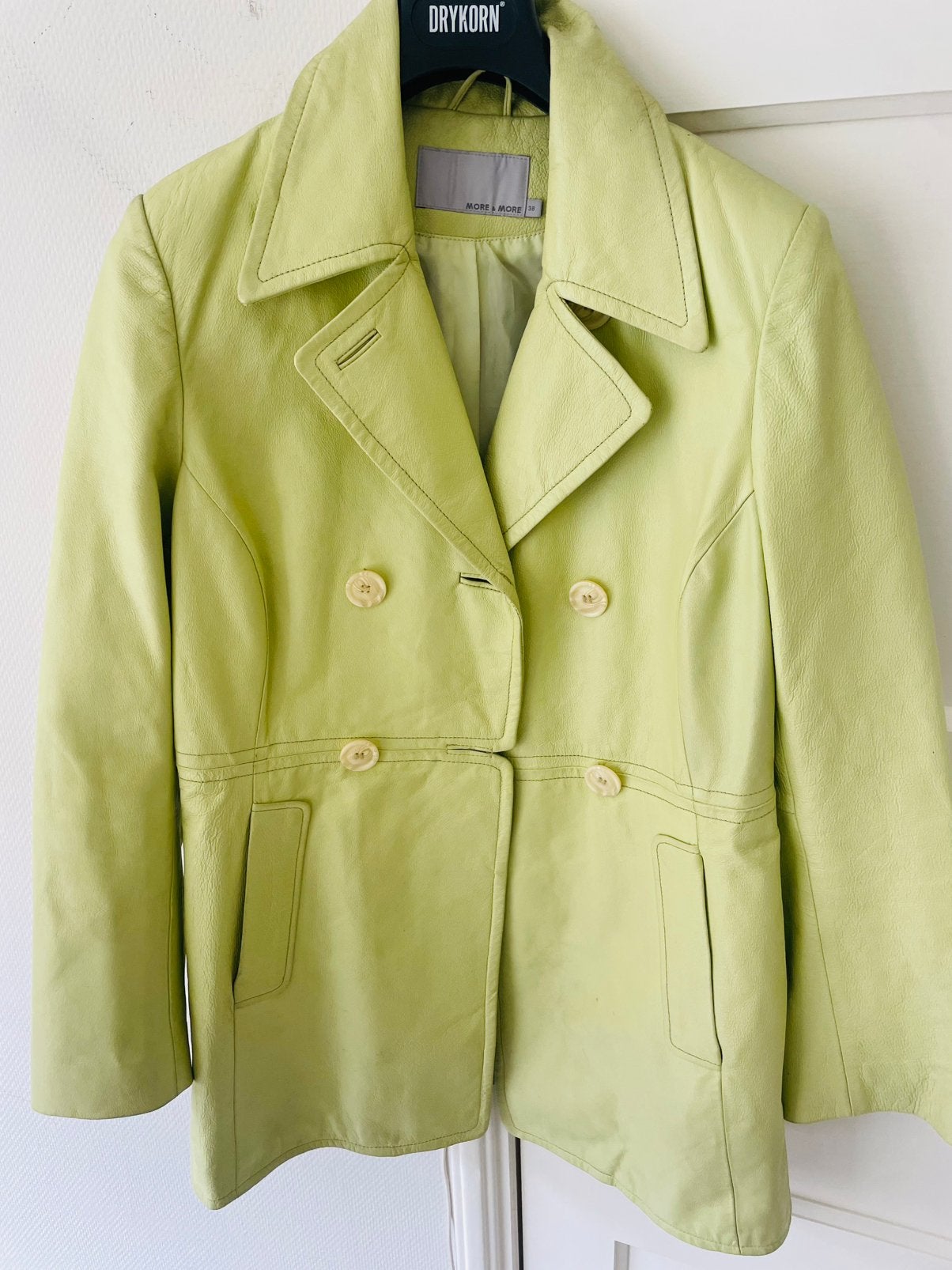 Te koop: leren jas, groen, maat L, Ophalen of Verzenden, Zo goed als nieuw, Maat 38/40 (M), Groen