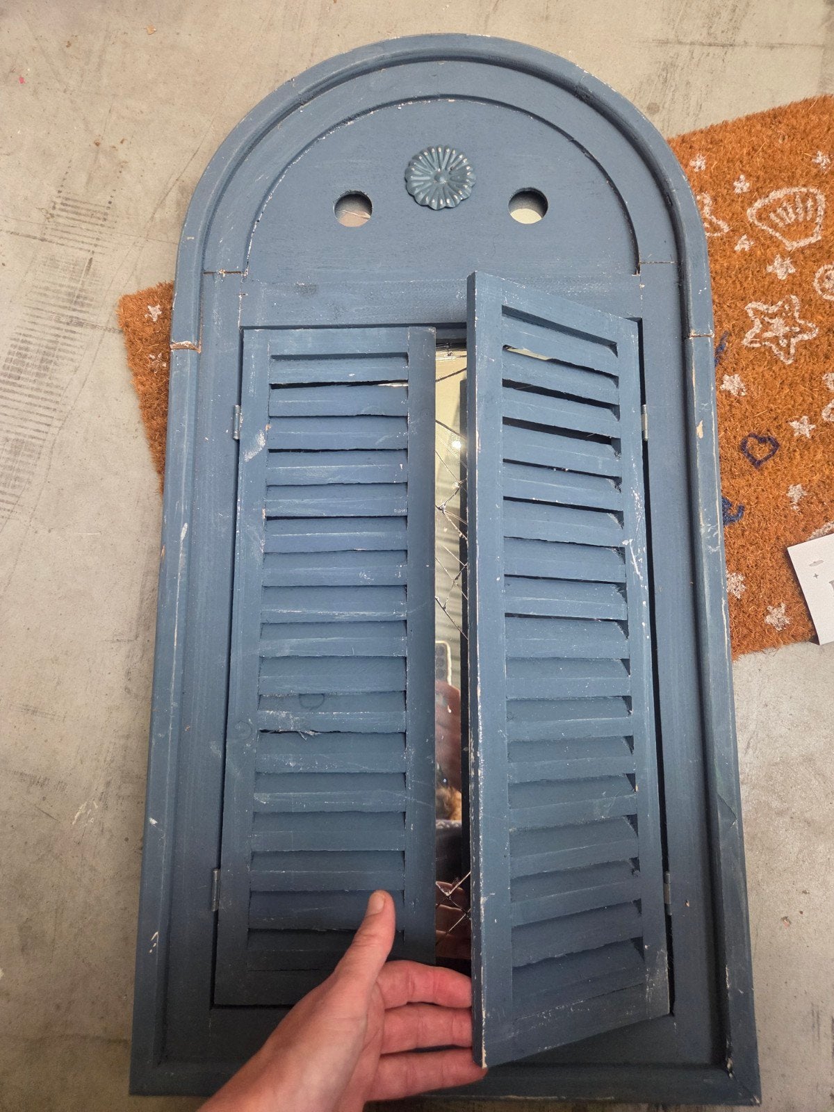 Decoratieve spiegel met luiken, blauw, Ophalen of Verzenden, Rechthoekig, Minder dan 50 cm, Minder dan 100 cm