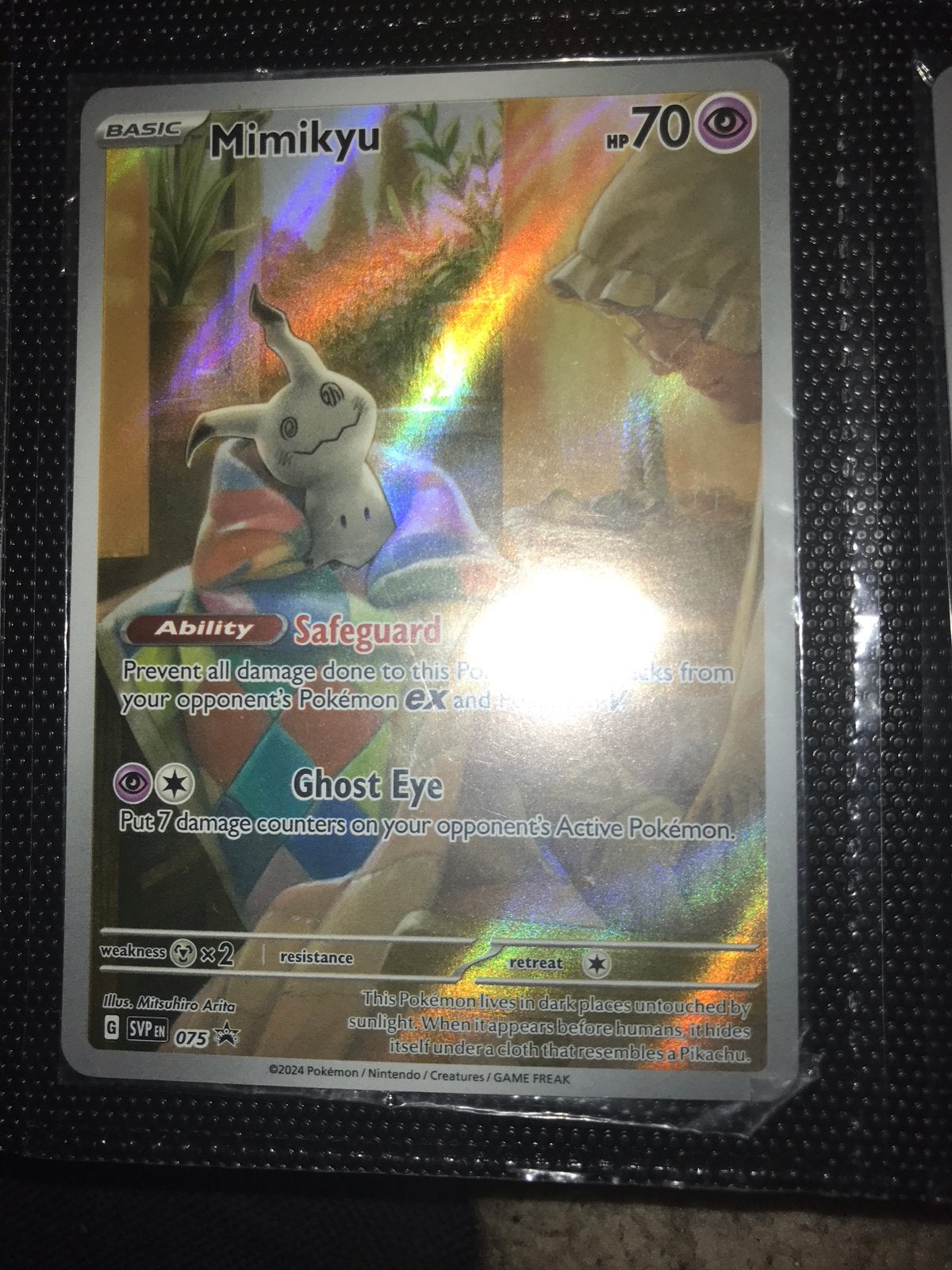 Mimikyu Pokémon Kaart - Holo Zeldzaam (SVP EN 075), Ophalen of Verzenden, Zo goed als nieuw, Losse kaart, Foil