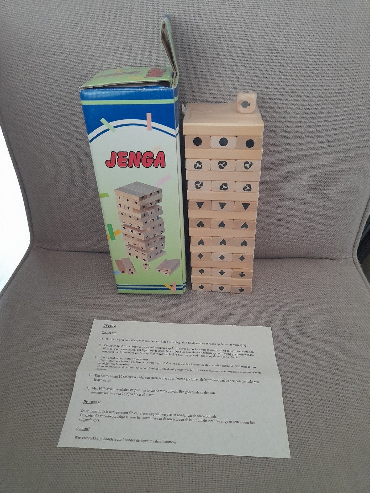 Jenga spel met dobbelsteen - Nieuw, Hobby en Vrije tijd, Gezelschapsspellen | Bordspellen, Nieuw, Een of twee spelers, Drie of vier spelers