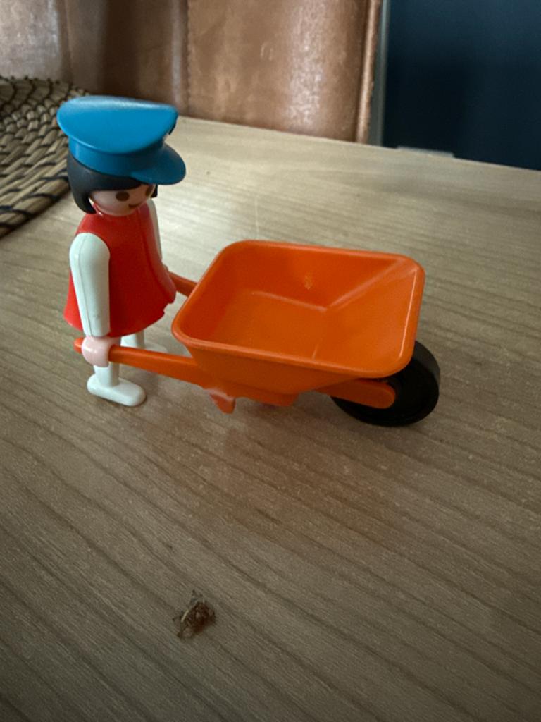 Playmobil poppetje met kruiwagen, Ophalen of Verzenden, Gebruikt