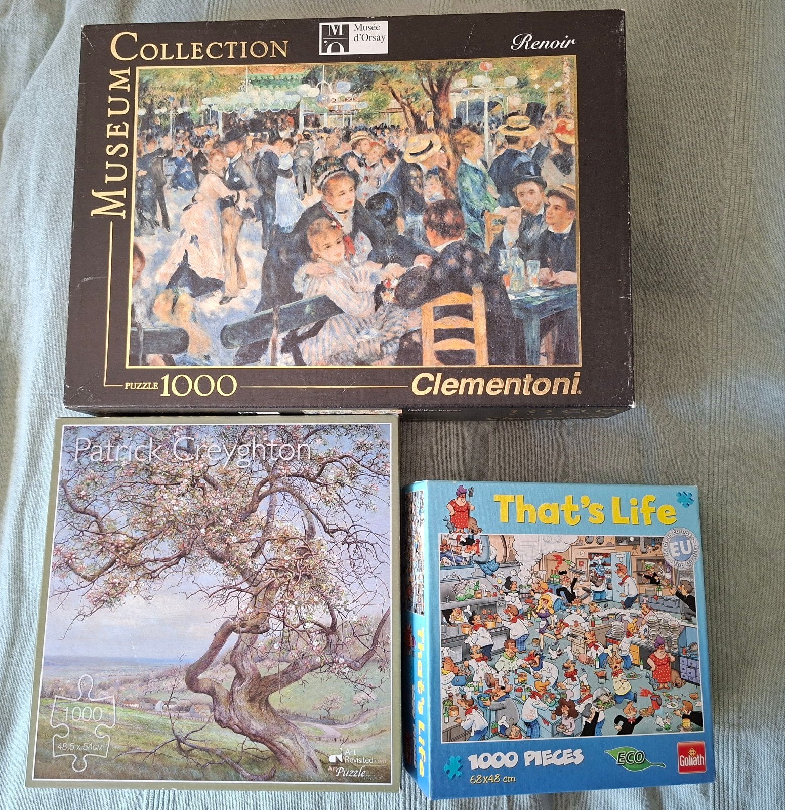 3 puzzels 1000 stukjes - Patrick Creyghton, Renoir, Th, Ophalen, 500 t/m 1500 stukjes, Gebruikt, Legpuzzel