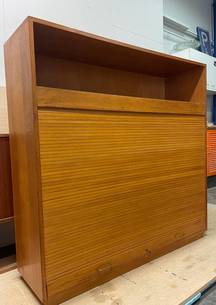 Vintage roldeurkast van eiken, Antiek en Kunst, Ophalen of Verzenden