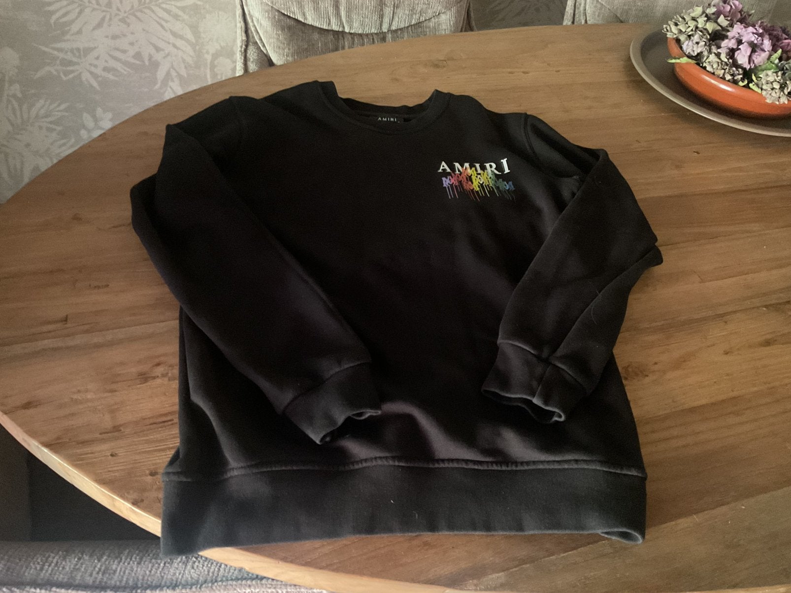 Z.g.a.n. sweatshirt( Amiri opdruk) Mt S. NU 8€, Ophalen of Verzenden, Zo goed als nieuw, Maat 46 (S) of kleiner, Zwart