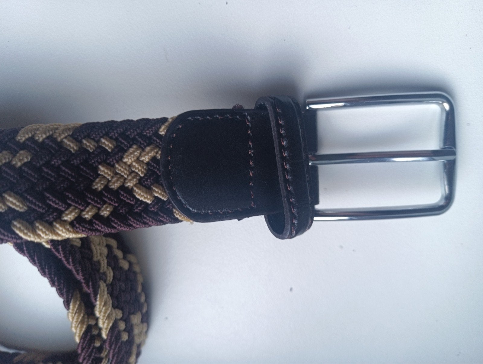 Elastische gevlochten riem met imitatieleer, Kleding | Heren, Verzenden, Nieuw, Onbekend