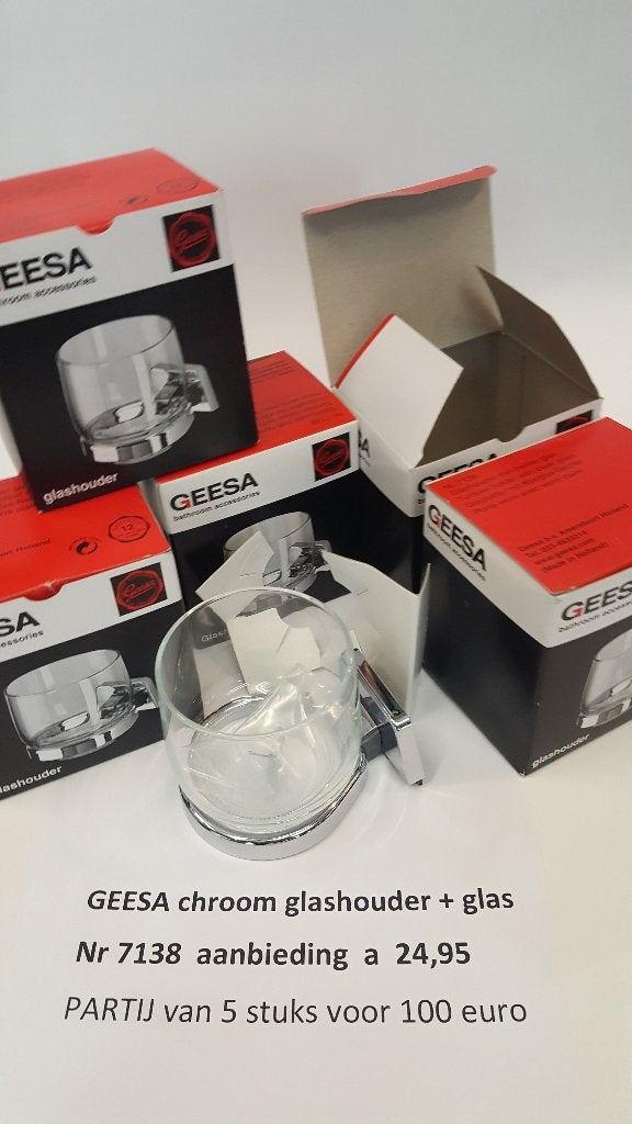 beker en houder GEESA aanbieding  € 20,- / stuk      op = op, Overige kleuren, Overige merken, Ophalen of Verzenden, GEESA
