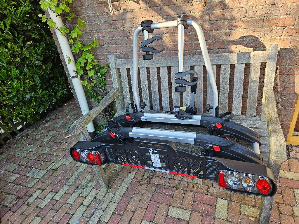 fietsendrager Touring II, Auto diversen, Fietsendragers, Zo goed als nieuw, Trekhaakdrager, 2 fietsen, Brede banden, Elektrische fiets