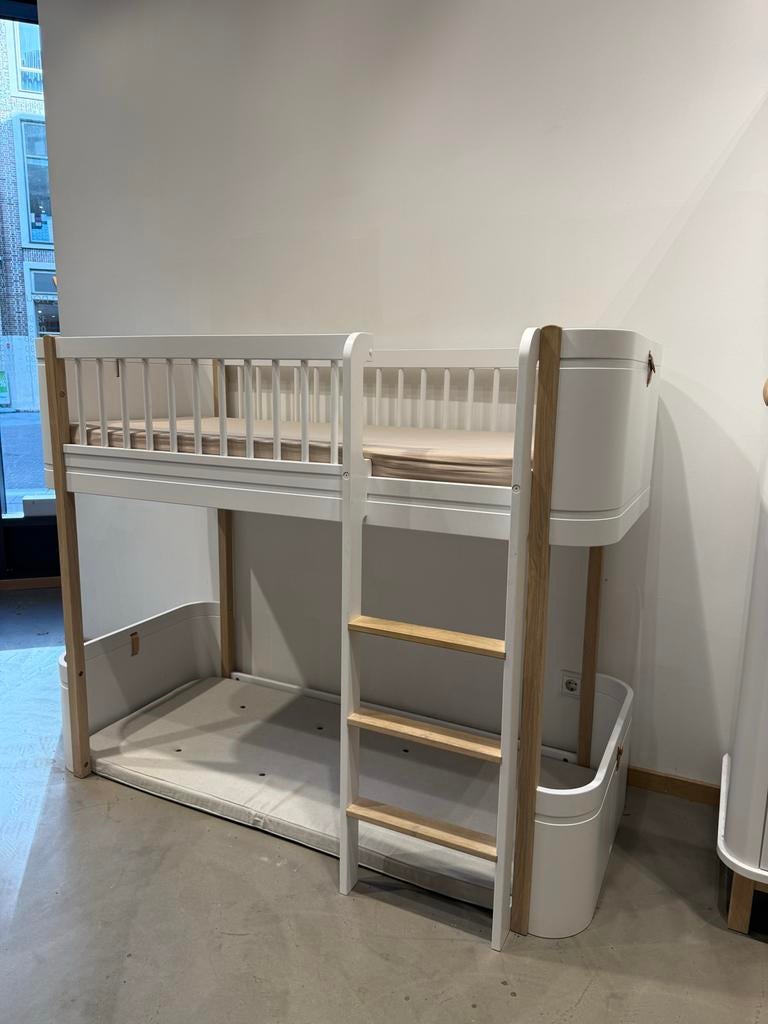 Oliver Furniture Mini+ low loft bed 68x162 cm wit-eiken, Ophalen, Nieuw, Hoogslaper