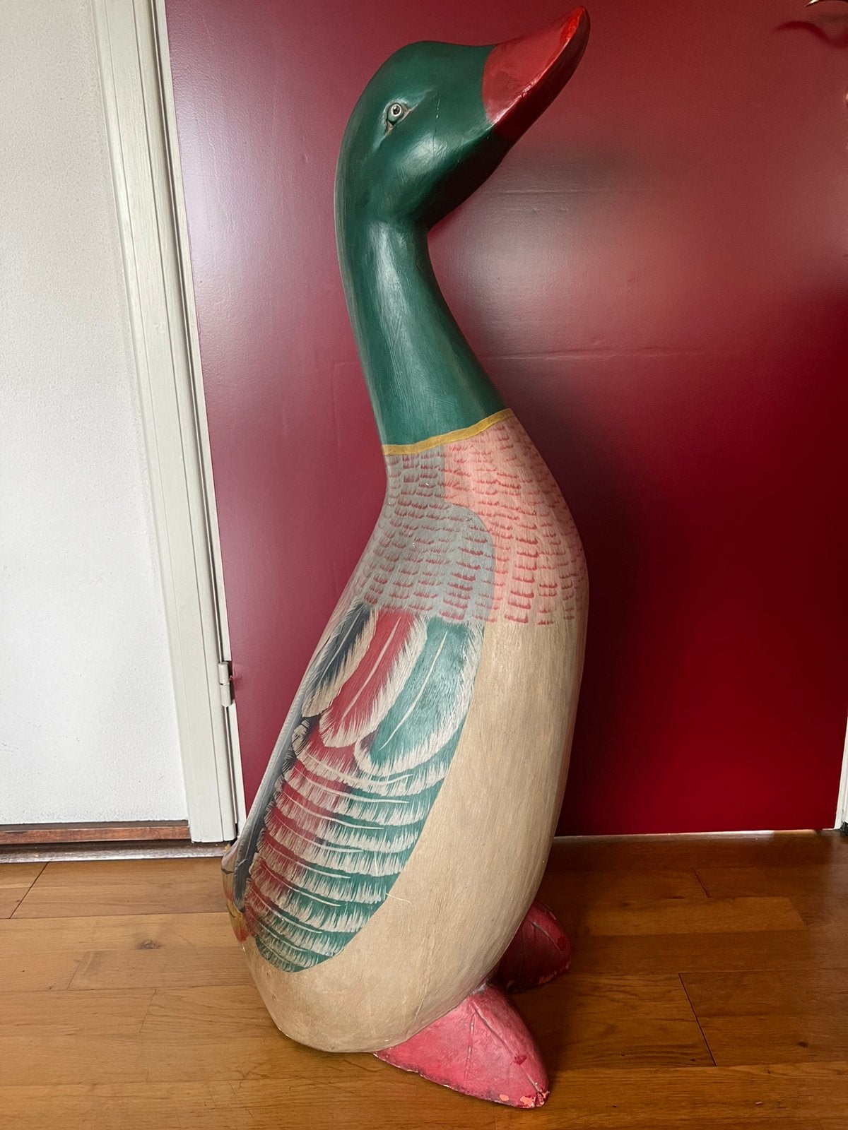 Zeer Grote Unieke Design Houten EEND - Beeld 98 cm / 16,5 kg, Ophalen