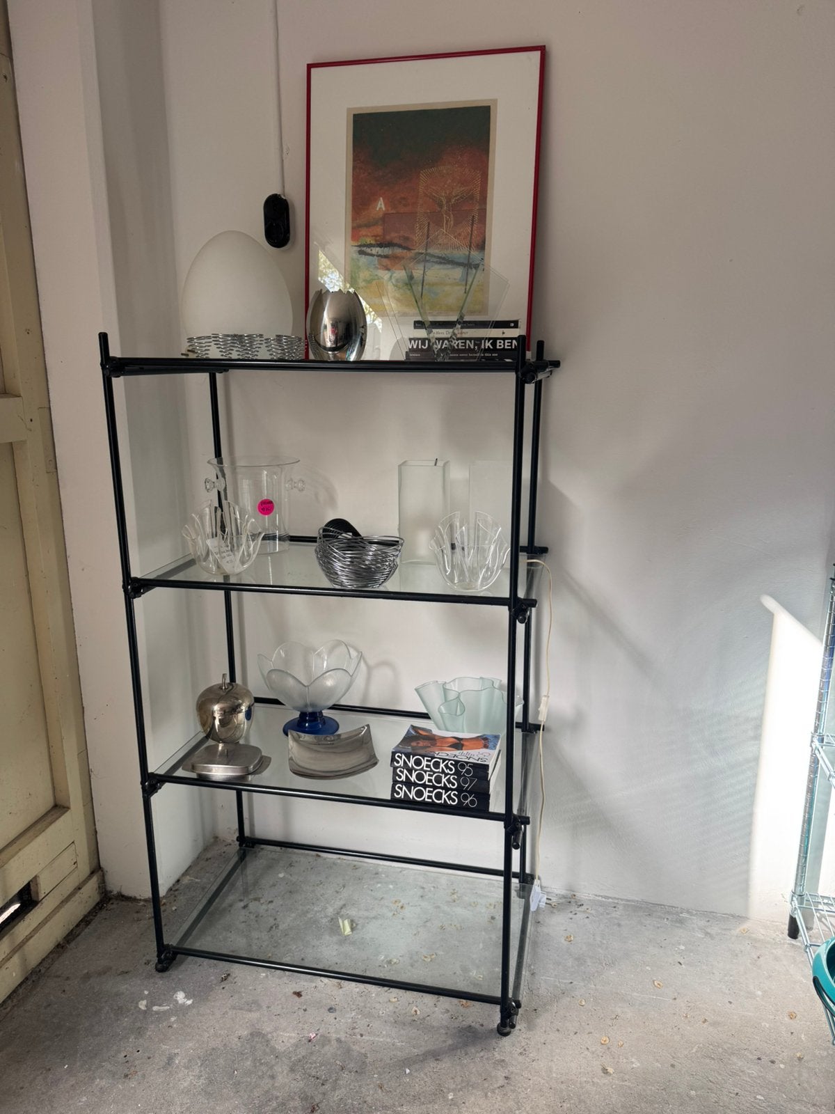 Vintage glazen jaren 80 90 stelling kast, Ophalen, Zo goed als nieuw