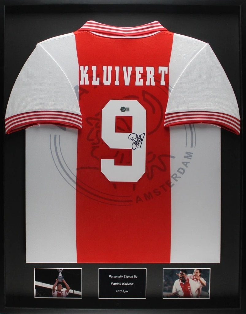 Patrick Kluivert AFC Ajax 95/96 ingelijst thuis Shirt, Soccersignings.nl, Shirt, Nieuw, Ophalen of Verzenden
