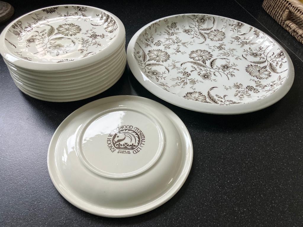 taartservies gebakstel Enoch Wedgwood 11 delige set, Ophalen of Verzenden