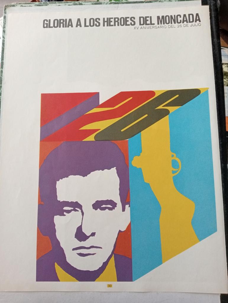 Affiche Cuba 1970 Communisme, Ophalen of Verzenden, Gebruikt, A1 t/m A3, Film en Tv
