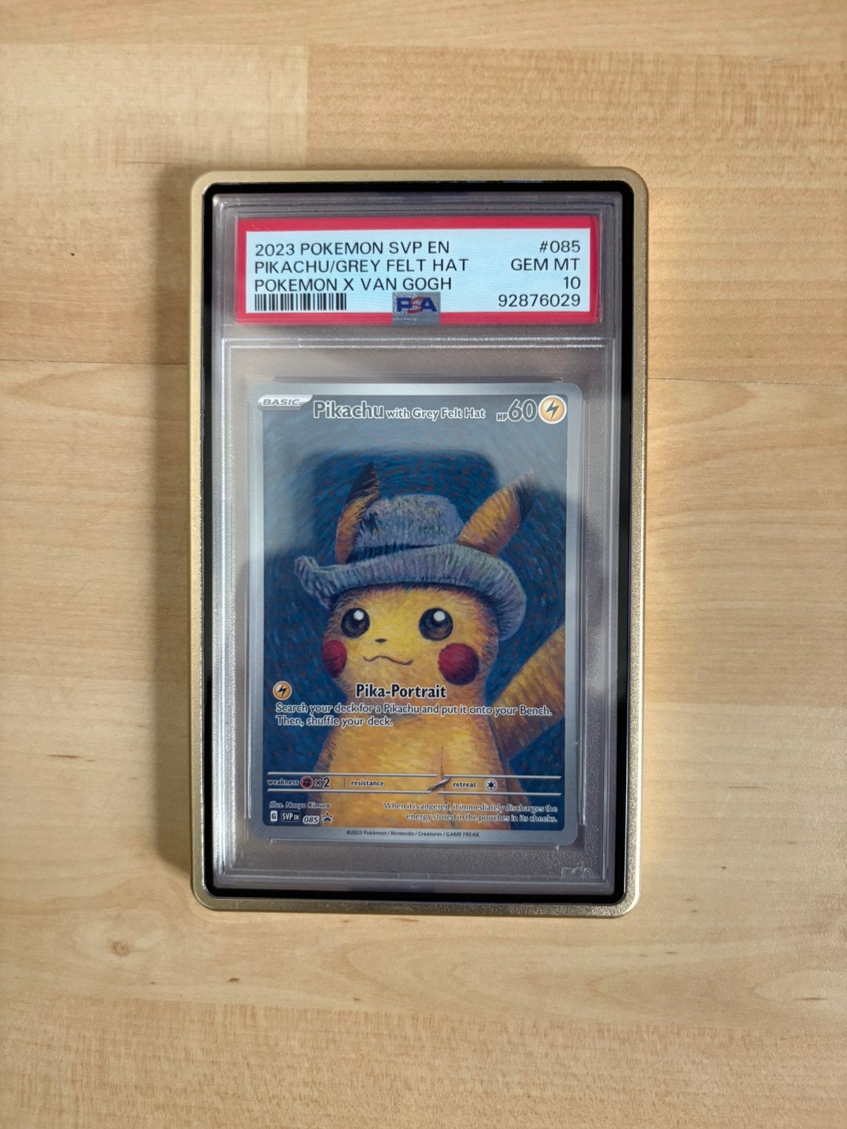 Pikachu Van Gogh, grey felt hat PSA 10 incl. beschermcase, Ophalen, Zo goed als nieuw