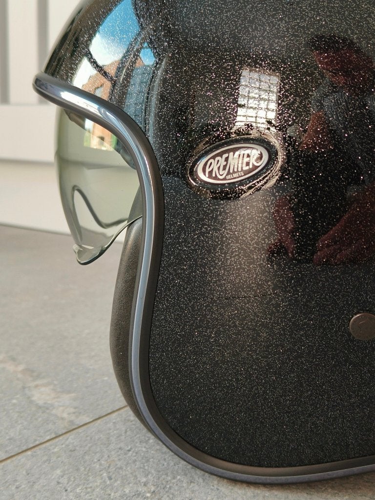 Premier vintage jethelm motorhelm zwart large, Overige merken, Heren, Jethelm, Ophalen of Verzenden