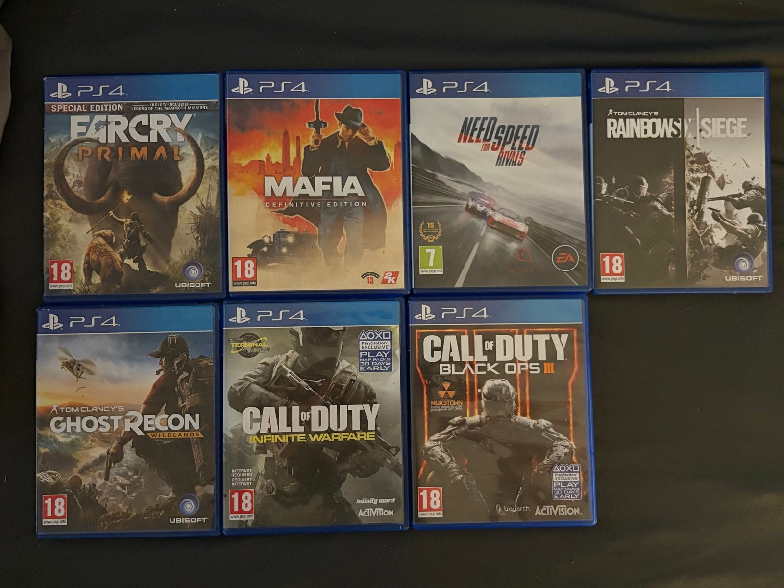 PS4 Games Set: Far Cry, Mafia, CoD, NFS, Rainbow Six, Ghost, Spelcomputers en Games, Games | Sony PlayStation 4, Online, Gebruikt