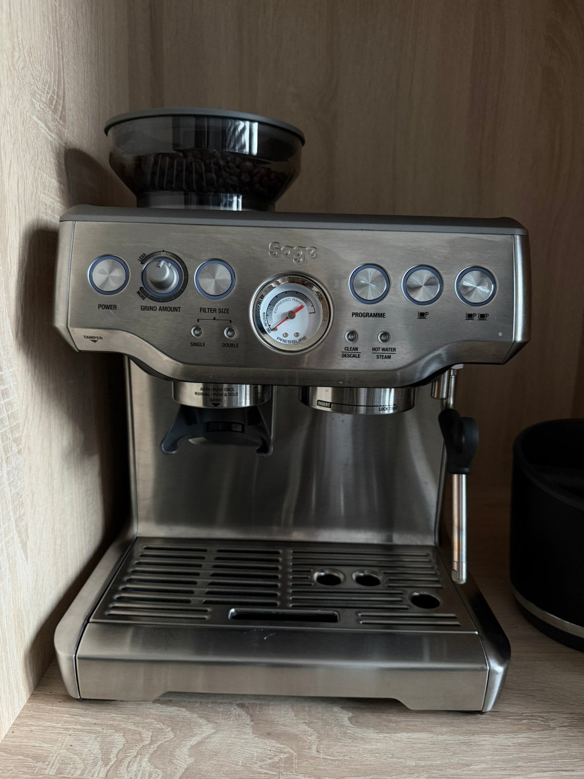 Sage Barista Express, Witgoed en Apparatuur, Ophalen, Zo goed als nieuw, Espresso apparaat