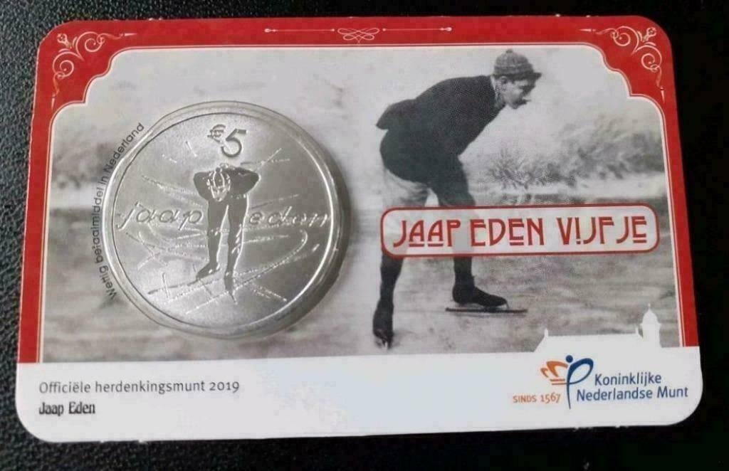 Jaap Eden Vijfje 2019 - UNC in coincard, Verzenden, Koningin Beatrix, Euro's, Setje