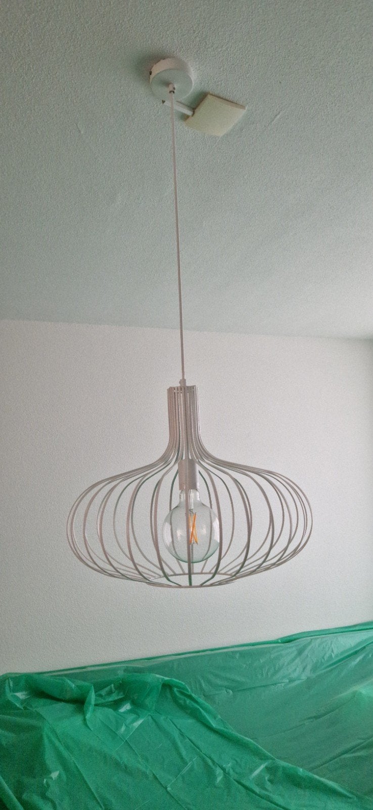 2x Lucide Manuela - Hanglamp Ø 50 cm 1xE27 Wit + 1x E27 LED, Ophalen, Zo goed als nieuw