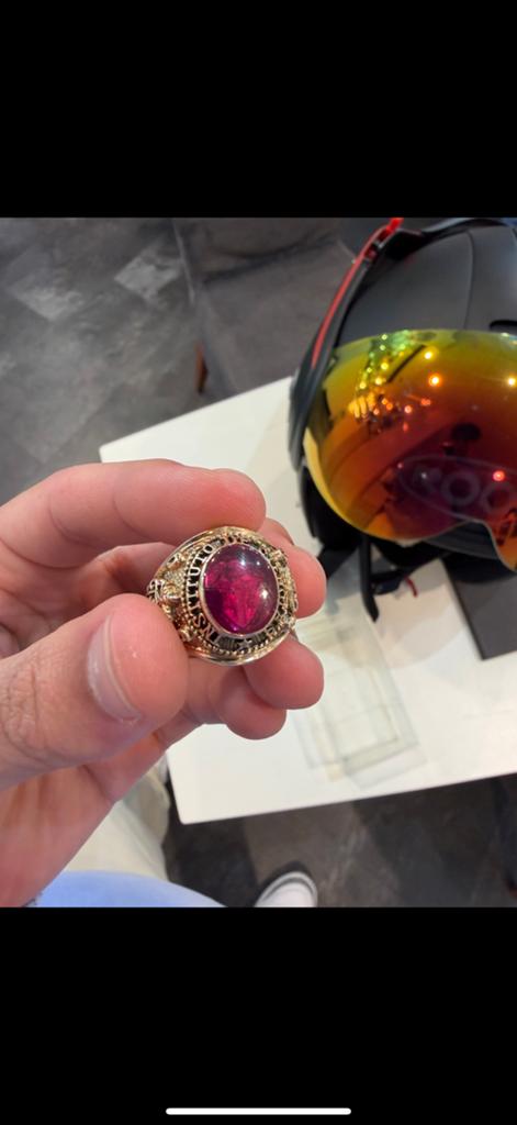 10/14 karaat gouden ring met natuurlijke robijn, Ophalen, Heer, Nieuw, 17 tot 18