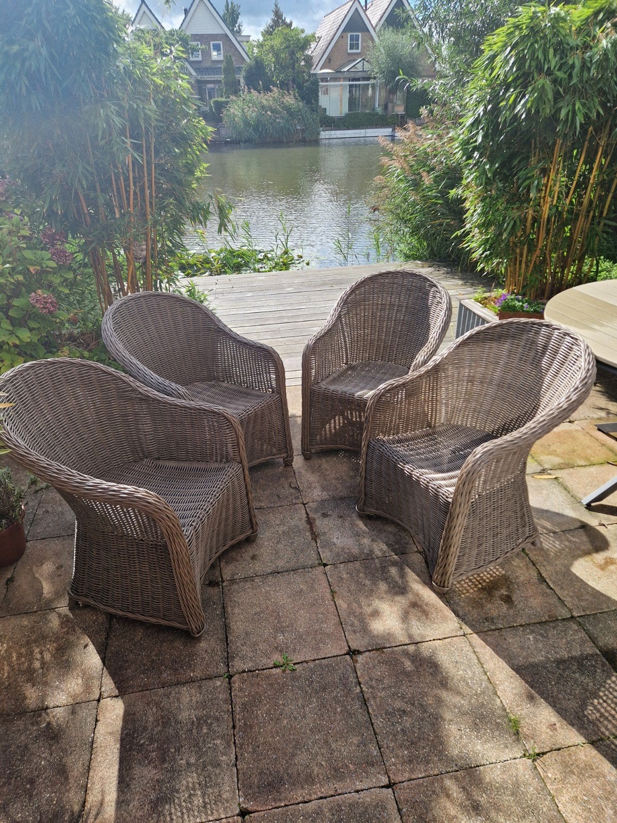 4 Wicker Tuinstoelen - Pure Garden Collection, Ophalen, Gebruikt, Wicker