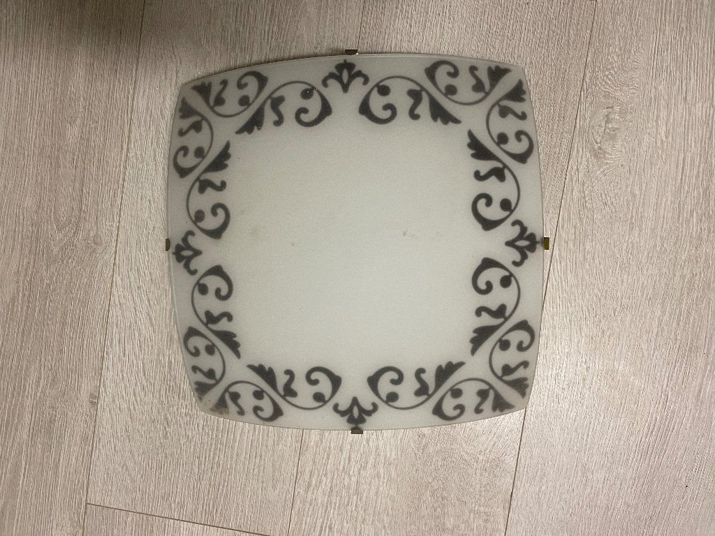 Vierkante plafondlamp, Ophalen of Verzenden, Gebruikt, Glas