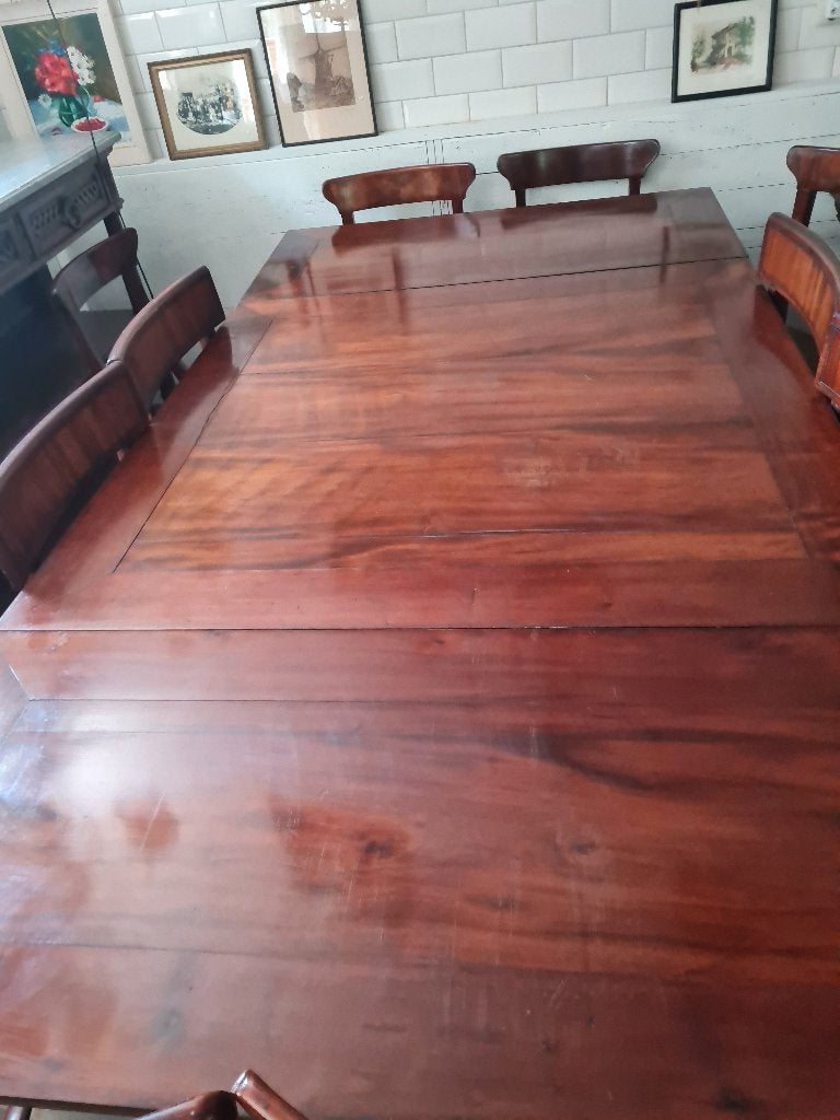 Antieke uitschuifbare mahonie houten tafel met stoelen, Ophalen