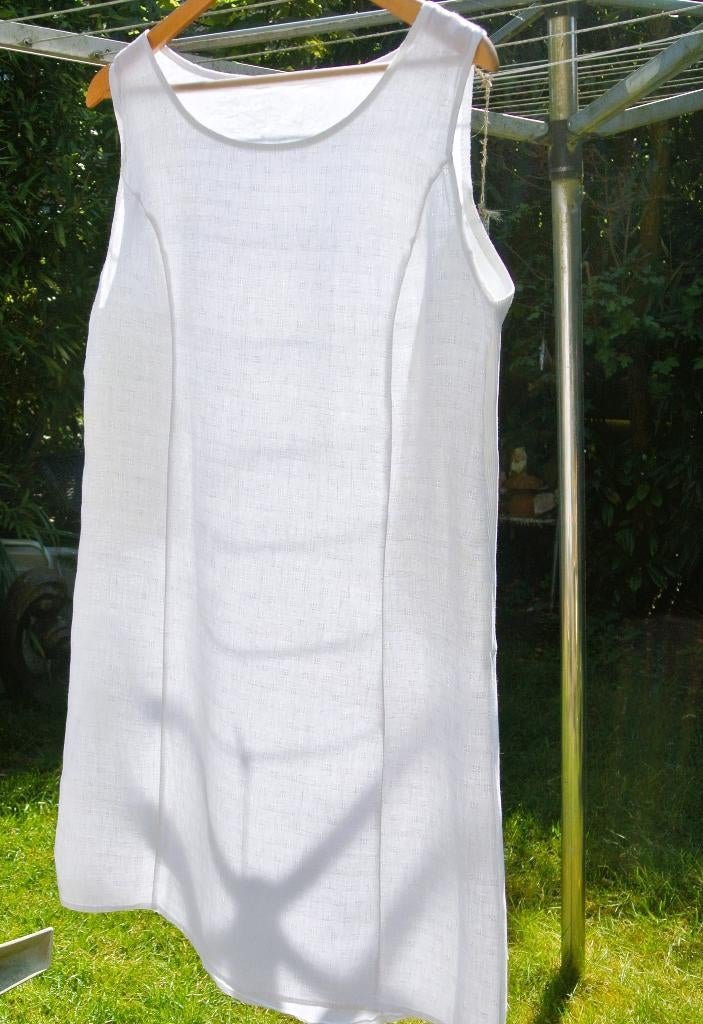 Linnen tuniekjurk wit lino jurk/tuniek met motief Italy L, Made in Italy, Wit, Maat 42/44 (L), Ophalen of Verzenden